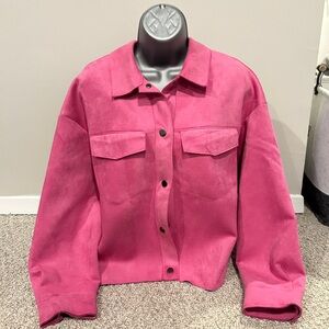 Zara Suede Jacket in Hot Pink